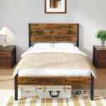 Base de cama de madera y metal con cabecera baja a un excelente precio