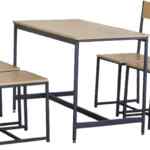 Comedor de madera y metal con 4 sillas baja a su menor precio