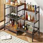 Mueble de bar de madera y metal con 6 estantes baja a un precio buenísimo