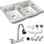 Fregadero de cocina con doble tina de acero inoxidable con mezcladora incluida baja a su menor precio