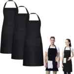 Juego de 3 mandiles delantales de cocina impermeables con bolsillos bajan de precio