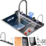 Fregadero de cocina doble con accesorios y pantalla digital baja a un gran precio