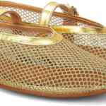 Zapatos flats balerinas para mujer de malla dorada bajan a un excelente precio