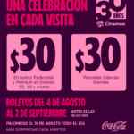 Promoción Cinemex 30 Años: Boletos a $30 y palomitas grandes a $30 hoy