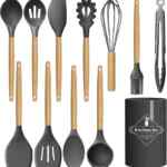 Juego de 12 utensilios de cocina de silicona y bambú bajan a su menor precio