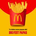 2x1 en Papas Grandes en McDonalds al pedir por delivery hoy 20 de agosto