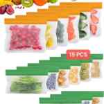 Juego de 15 bolsas reutilizables para almacenar comida bajan de precio