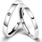Juego de 2 anillos para pareja ajustables diseño sol y luna bajan de precio