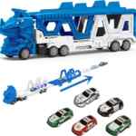 Juguete camión transportador y pista de carreras con 5 cochecitos baja a su menor precio