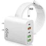 Cargador de carga rápida 5 en 1 de 65 W con cable de 1.5 m en su precio más económico