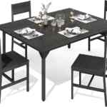 Comedor de madera y metal con 4 sillas baja a su menor precio + cupón