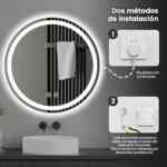 Espejo redondo para baño con luz LED y control táctil baja de precio