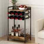 Estante compacto de vinos y licores de madera y metal baja de precio