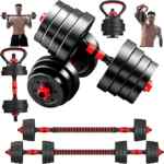 Kit de pesas y mancuernas ajustables con barra adicional para entrenamiento de fuerza baja a un tremendo precio