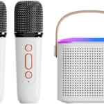 Mini máquina de karaoke Bluetooth con 2 micrófonos inalámbricos a un gran precio
