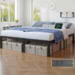 Base de cama matrimonial de metal con entradas eléctricas y USB baja a un excelente precio