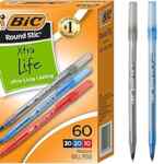 Pack de 60 plumas bolígrafos Bic Round Stic Xtra Life en colores negro, rojo y azul bajan a un tremendo precio