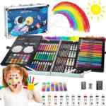 Set de arte profesional de 145 piezas con estuche metálico baja de precio