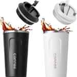 Juego de 2 termos para café de acero inoxidable con tapa bajan a un tremendo precio