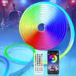 Tira de luz LED neón multicolor de 5 metros con control remoto y control por app baja a su menor precio