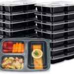 Paquete de 21 contenedores reutilizables para comida con 3 compartimentos bajan de precio Paquete de 21 contenedores reutilizables para comida con 3 compartimentos bajan de precio