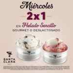 2x1 en Helado Sencillo Gourmet o Deslactosado en Santa Clara los miércoles