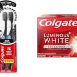 Combo Colgate con 2 cepillos dentales Colgate 360º Black carbón activado + 2 pastas dentales Colgate Luminous White Brilliant a un precio increíble