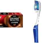 Combo Colgate con pasta dental Luminous White Lovers Café + cepillos dentales Triple Acción Blancura con 2 piezas a un muy buen precio