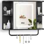 Espejo gabinete para baño con luz LED, hora y control táctil baja a un precio muy bueno Espejo gabinete para baño con luz LED, hora y control táctil baja a un precio muy bueno