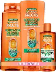 Kit Garnier Fructis Borrador de Daño Control Grasa Colágeno Jelly con shampoo + acondicionador + crema para peinar a un precio buenísimo Imagen de la promo