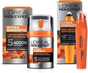 Kit Cuidado de la piel Loréal Men Expert Hydra Energetic con crema hidratante + roll-on anti-ojeras baja de precio Imagen de la promo