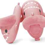 Sandalias chanclas para mujer con diseño de tiburón e interior de peluche baja de precio