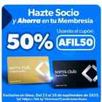 Cupón 50% de descuento en Membresías seleccionadas en Sam's Club