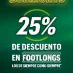 Subway Subnights: 25% de descuento en Footlongs desde las 6:00 PM