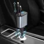 Cargador para auto USB-C 4 en 1 carga rápida de 120 W y cables retráctiles a un gran precio