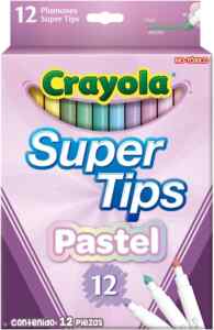 Plumones de colores Crayola Super Tips colores Pastel con 12 piezas baja de precio Imagen de la promo