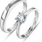 Juego de 2 anillos de compromiso de plata para hombre y mujer bajan a un excelente precio