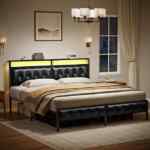 Base de cama con cabecera tapizada y luces LED para cama king baja a su menor precio + 15 meses sin intereses Base de cama con cabecera tapizada y luces LED para cama king baja a su menor precio + 15 meses sin intereses