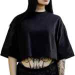 Playera crop-top de algodón para mujer baja a un gran precio