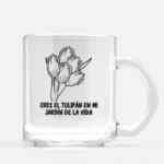 Taza de cristal con diseño de tulipanes baja a un precio increíble