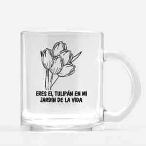 Taza de cristal con diseño de tulipanes baja a un precio increíble Imagen de la promo