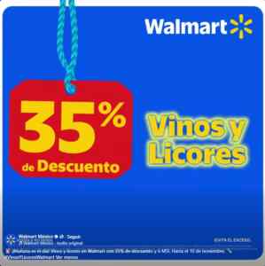 35% de descuento + hasta 6 msi en Vinos y Licores en Walmart Imagen de la promo