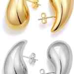 Juego de 2 aretes con diseño de aro dorado y plateado bajan a un precio increíble