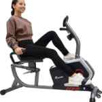 Bicicleta fija magnética horizontal con 8 niveles y sensor de pulso cardiaco baja a su precio más económico