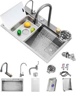 Fregadero de cocina doble con accesorios baja a un gran precio Imagen de la promo