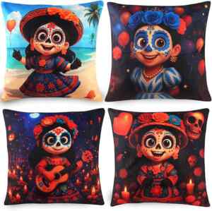 4 pack fundas de cojín para Día de Muertos bajan de precio + cupón adicional Imagen de la promo
