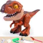 Dinosaurio con 5 útiles escolares como sacapuntas, engrapadora y más baja de precio