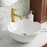 Lavabo de cerámica con diseño de flor baja a un muy buen precio