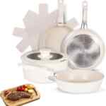 Batería de cocina de cerámica antiadherente con mangos desmontables baja a un precio buenísimo Batería de cocina de cerámica antiadherente con mangos desmontables baja a un precio buenísimo