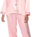 Pijama sedosa de satén para mujer de 2 piezas baja a un gran precio + cupón adicional